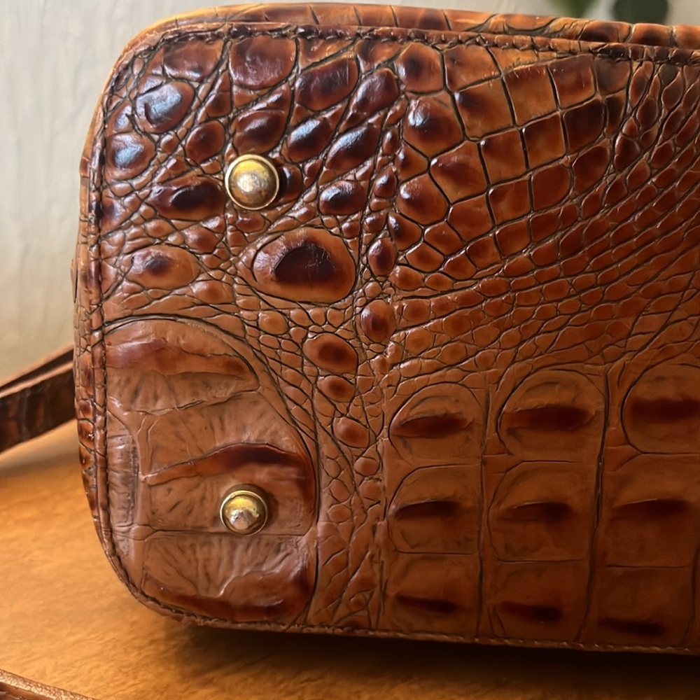 Vintage Brahmin crocodile embossed leather handbag shoulder bag small satchel - Picture 3 of 16